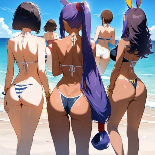 Egyptian Girls in Swimsuits at the Beach