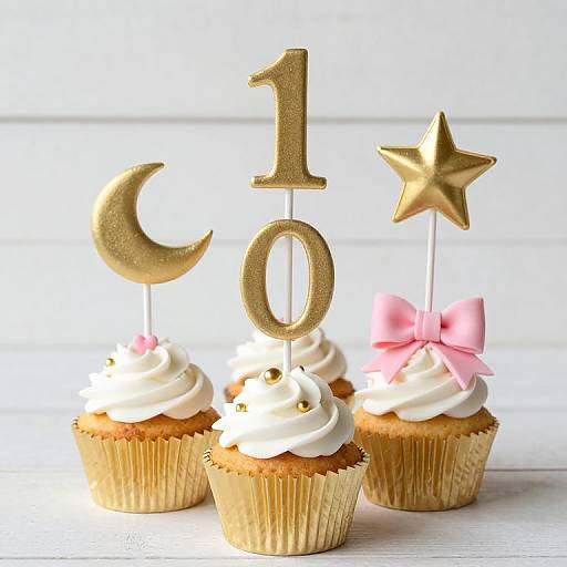 Gold and Pink Baby Shower Cupcake Toppers