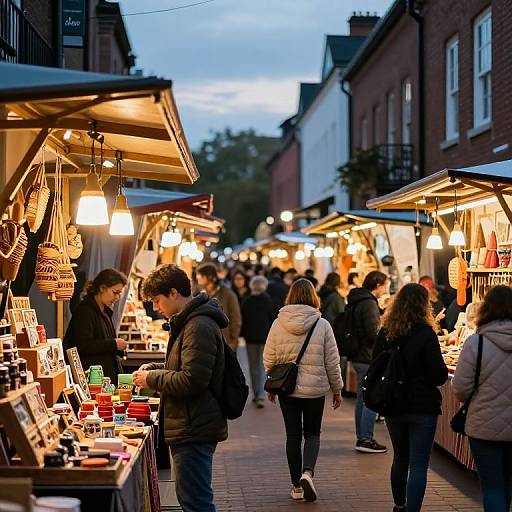 Vibrant Dusk Street Market Scene