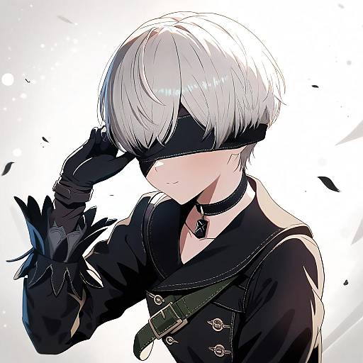 Illustration of 9s (nier:automata), nier (series) in the style of Ex idol