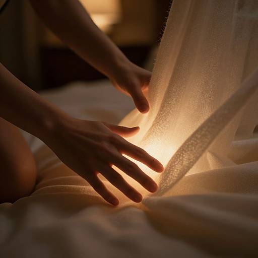 Sensual Close-Up of Hands and Fabric