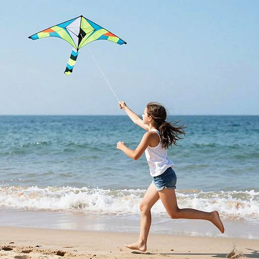 Playful Girl Running on Beach