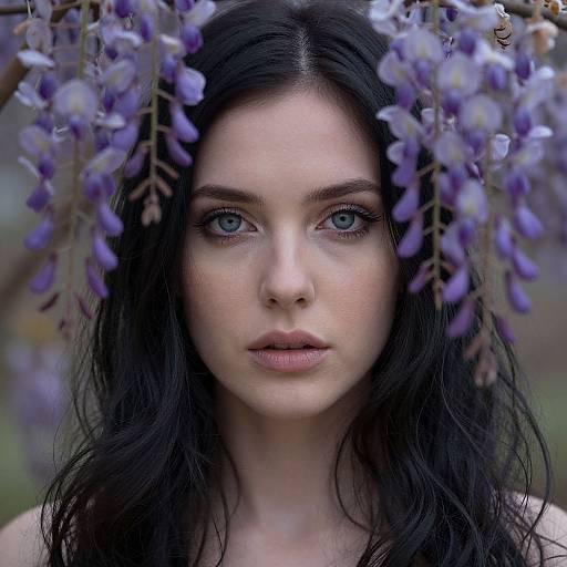 Ethereal Woman with Wisteria Double Exposure