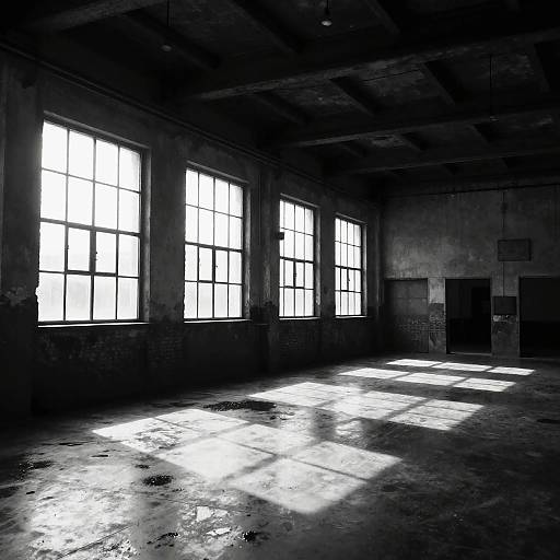 Moody Black-and-White Industrial Warehouse