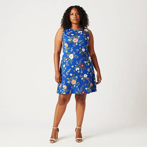 Confident Curvy Woman in Floral Dress