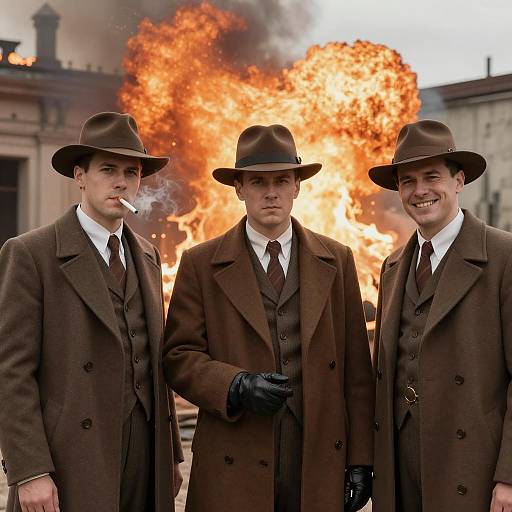 1930s Men in Front of Explosion