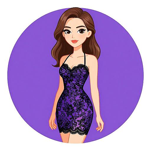 Elegant Woman in Black Lace Overlay Dress