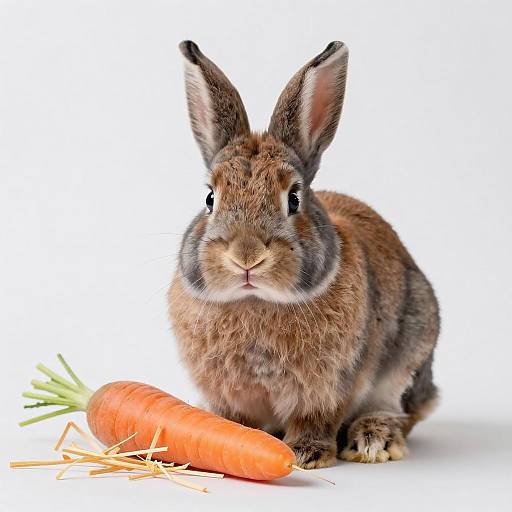 Charming Bunny with Carrot on White Surface