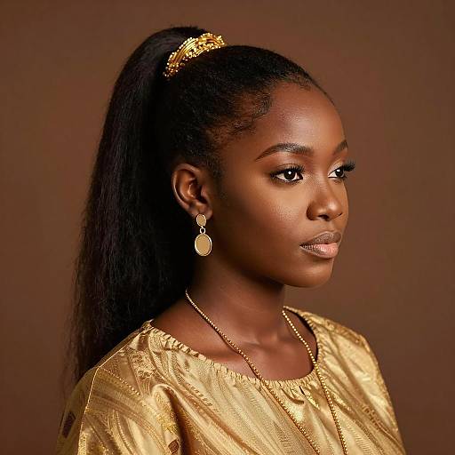 Elegant African Woman with Ponytail Portrait
