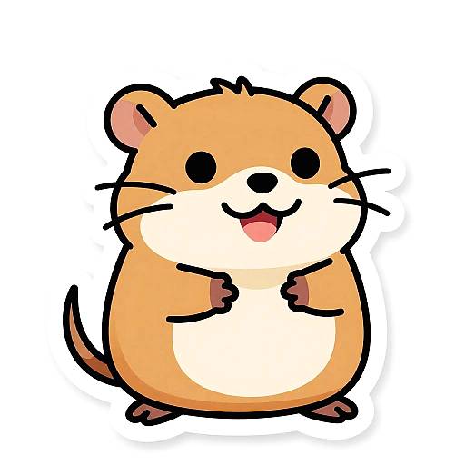 Grinning Chubby Hamster Cartoon Sticker