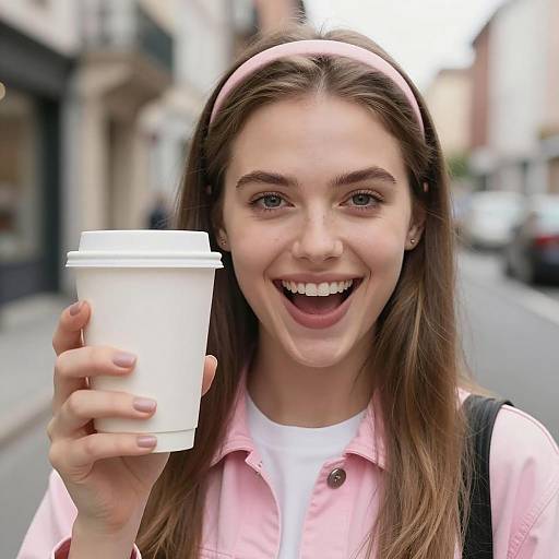 Realistic Solo Selfie with Coffee Cup