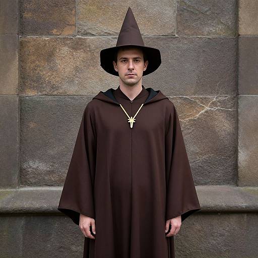Tin Costume Wizard in Brown Robe