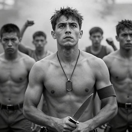 Dynamic Black-and-White Man in Chaos