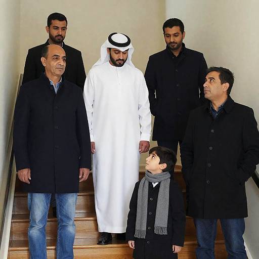 Men on Staircase: A Captivating Portrait