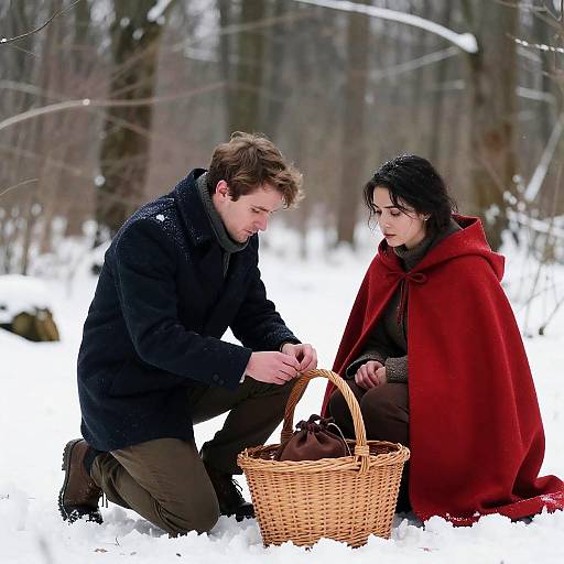 Winter Scene: A Couple in Focus