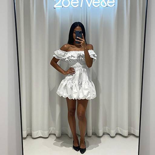 Elegant Mirror Selfie with Neon Accent