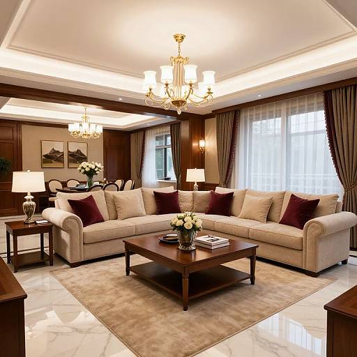 Luxurious L-Shaped Sectional Living Room