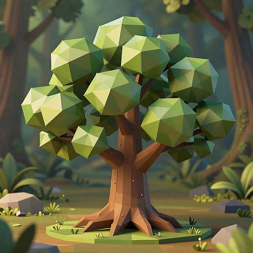 Low Poly Ancient Tree 3D Model
