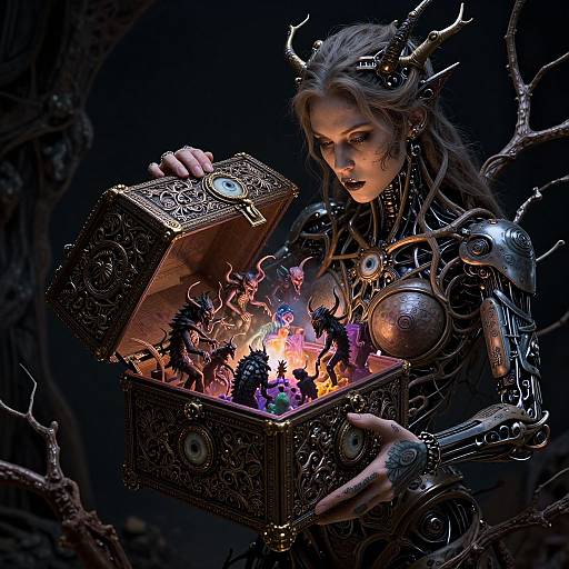 Biomechanical Woman Unleashing Chaos