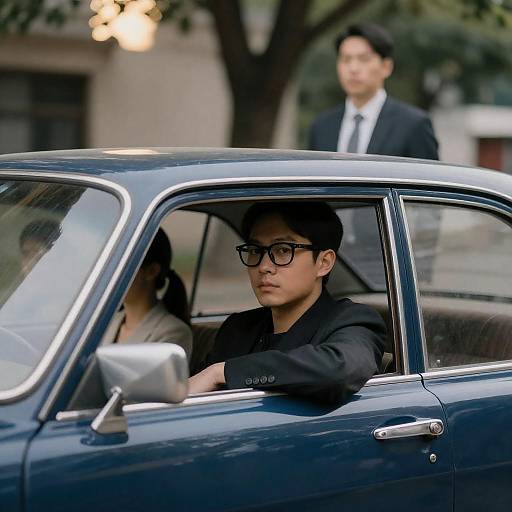 Stylish Man in Vintage Car Scene