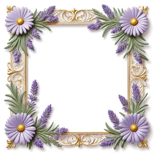 Elegant Lavender and Daisy Garden Frame