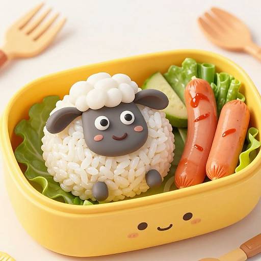 Whimsical Sheep-Shaped Kyaraben Bento
