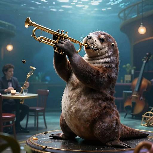 Whimsical Jazzy Walrus Art