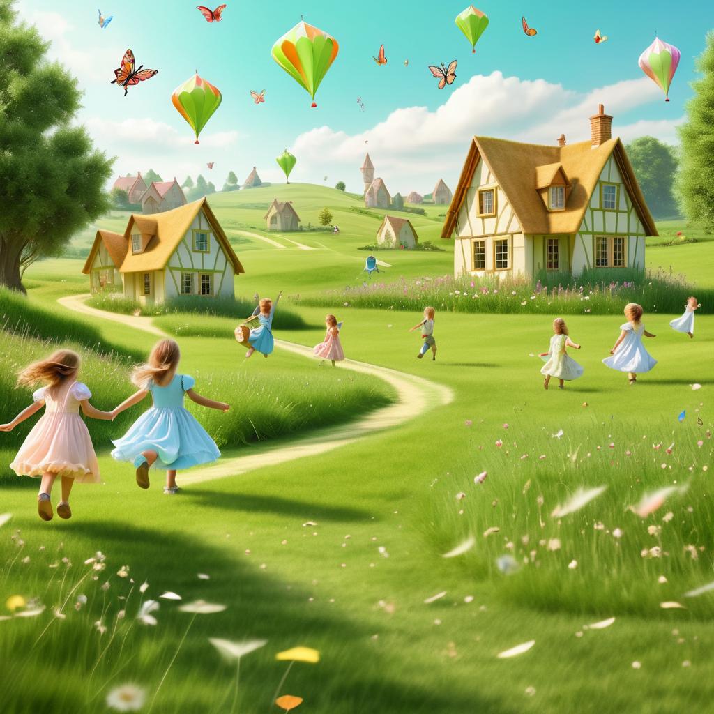 Whimsical Fairytale Meadow with Children