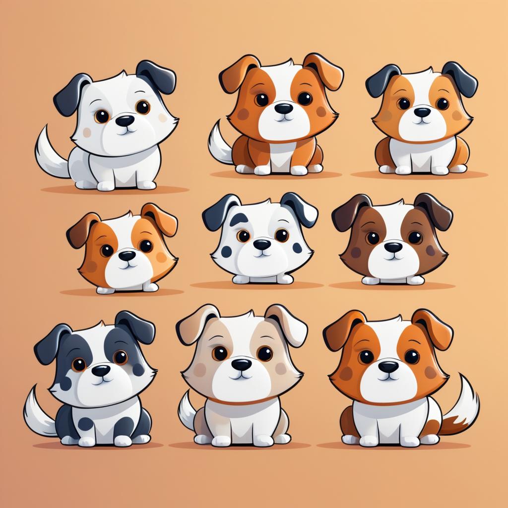 Bright Cartoon Dogs for Children's Book