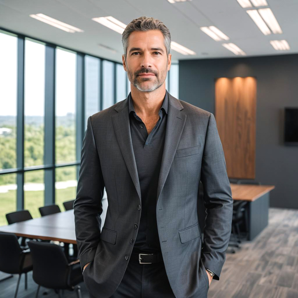 Businessman in Charcoal Gray Halter Top