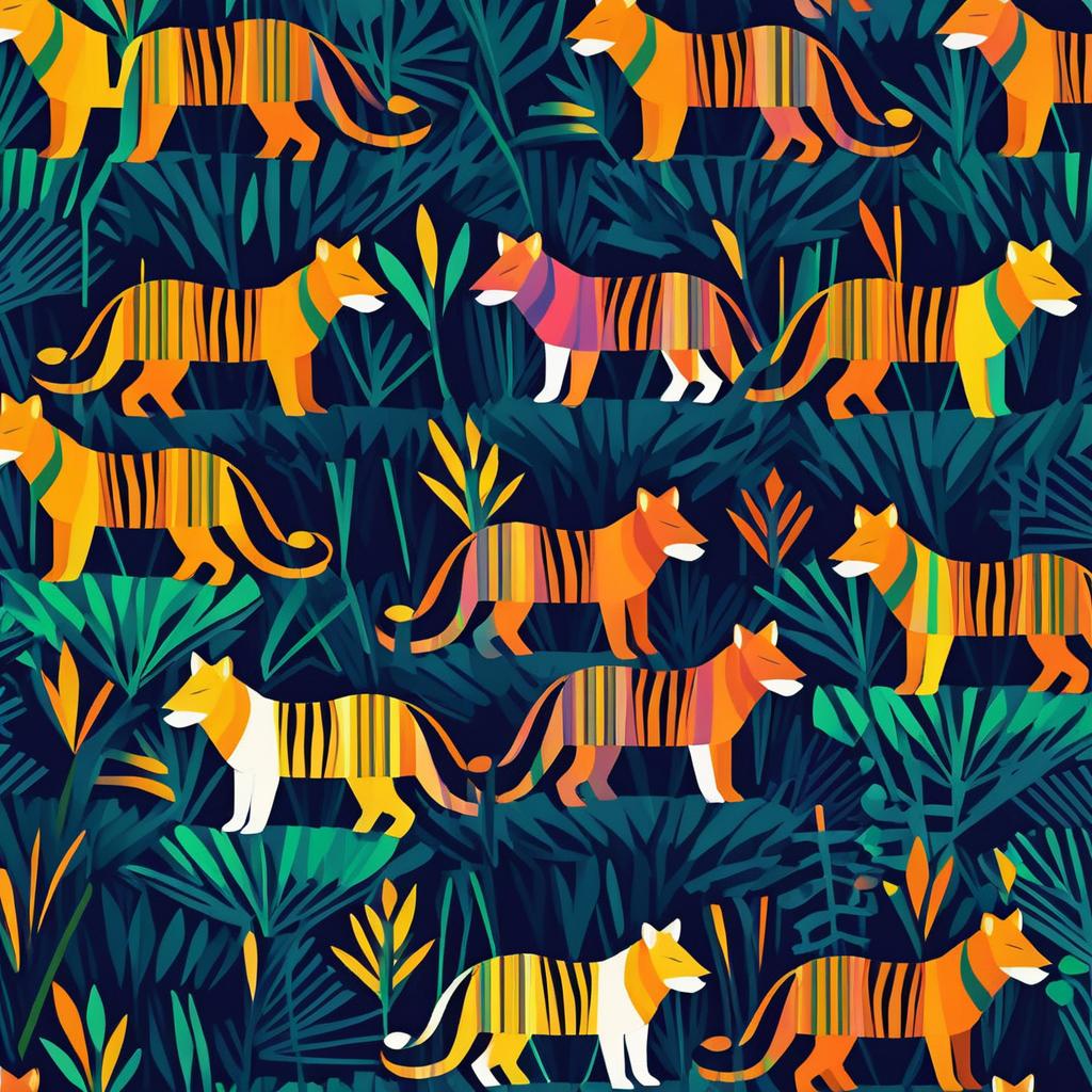 Vibrant Tiger Synth with Gond Patterns