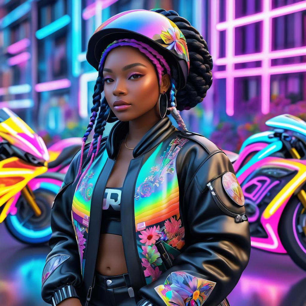 Futuristic Black Woman in Colorful Style