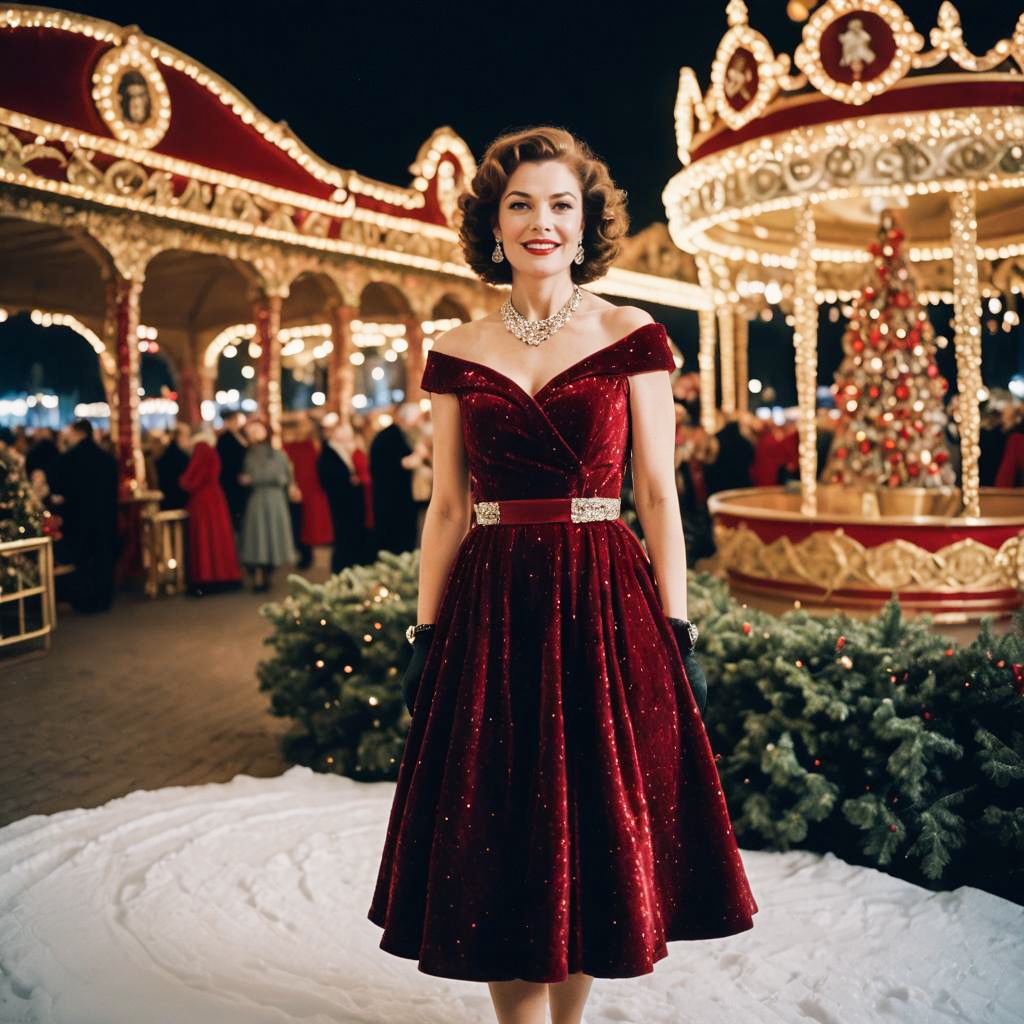 Festive Elegance: Woman in Red Velvet