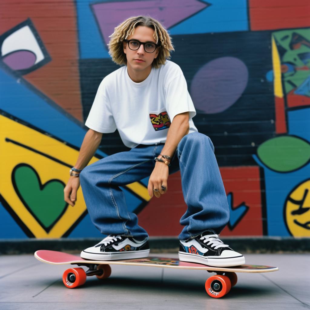 Nostalgic Keith Haring Skater Portrait