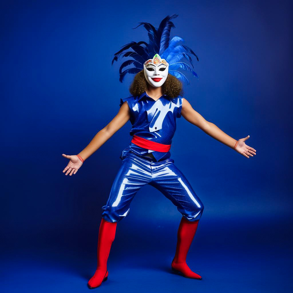 Amused Boy in Traditional Carnival Costume