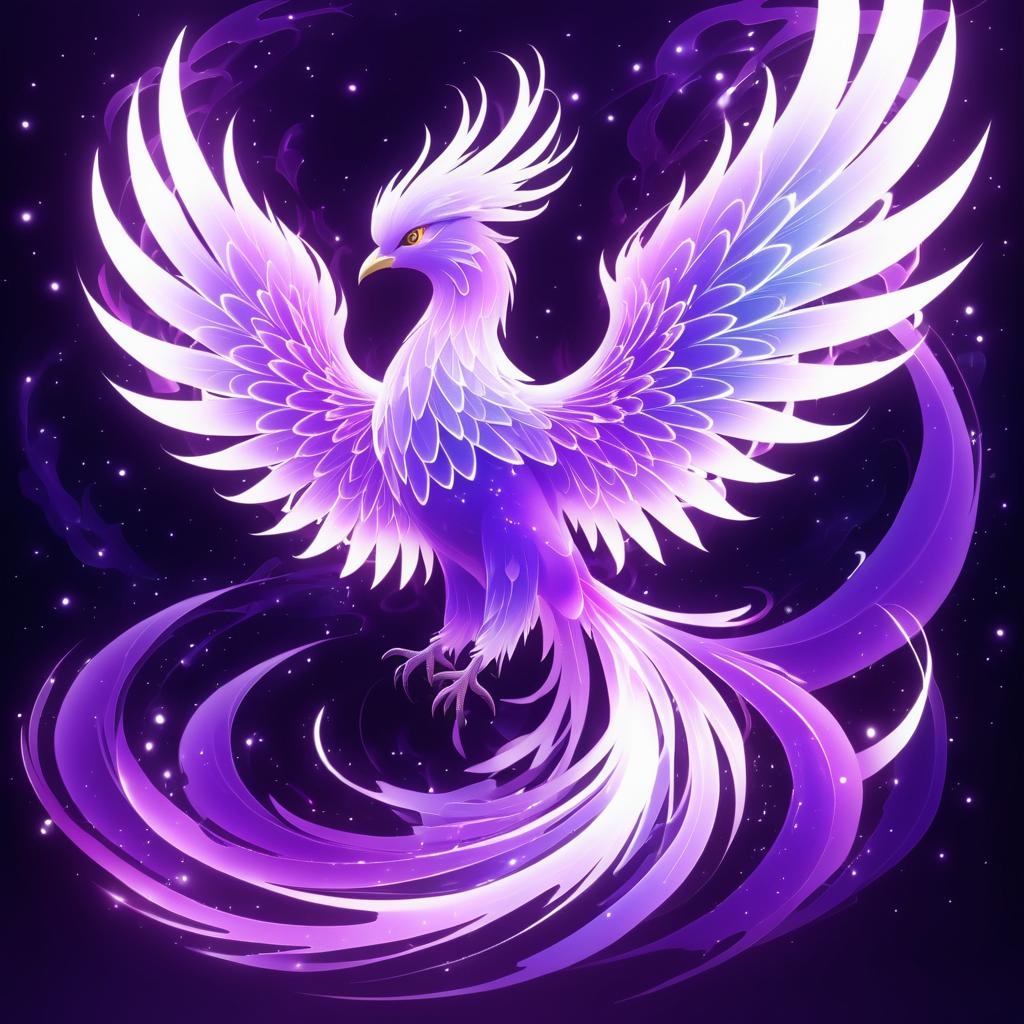 Ethereal Purple Phoenix Anime Illustration