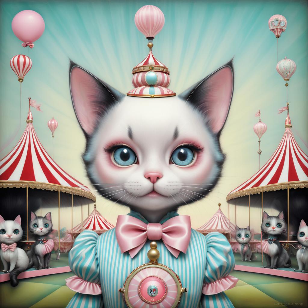 Whimsical Cat in Vintage Circus Style