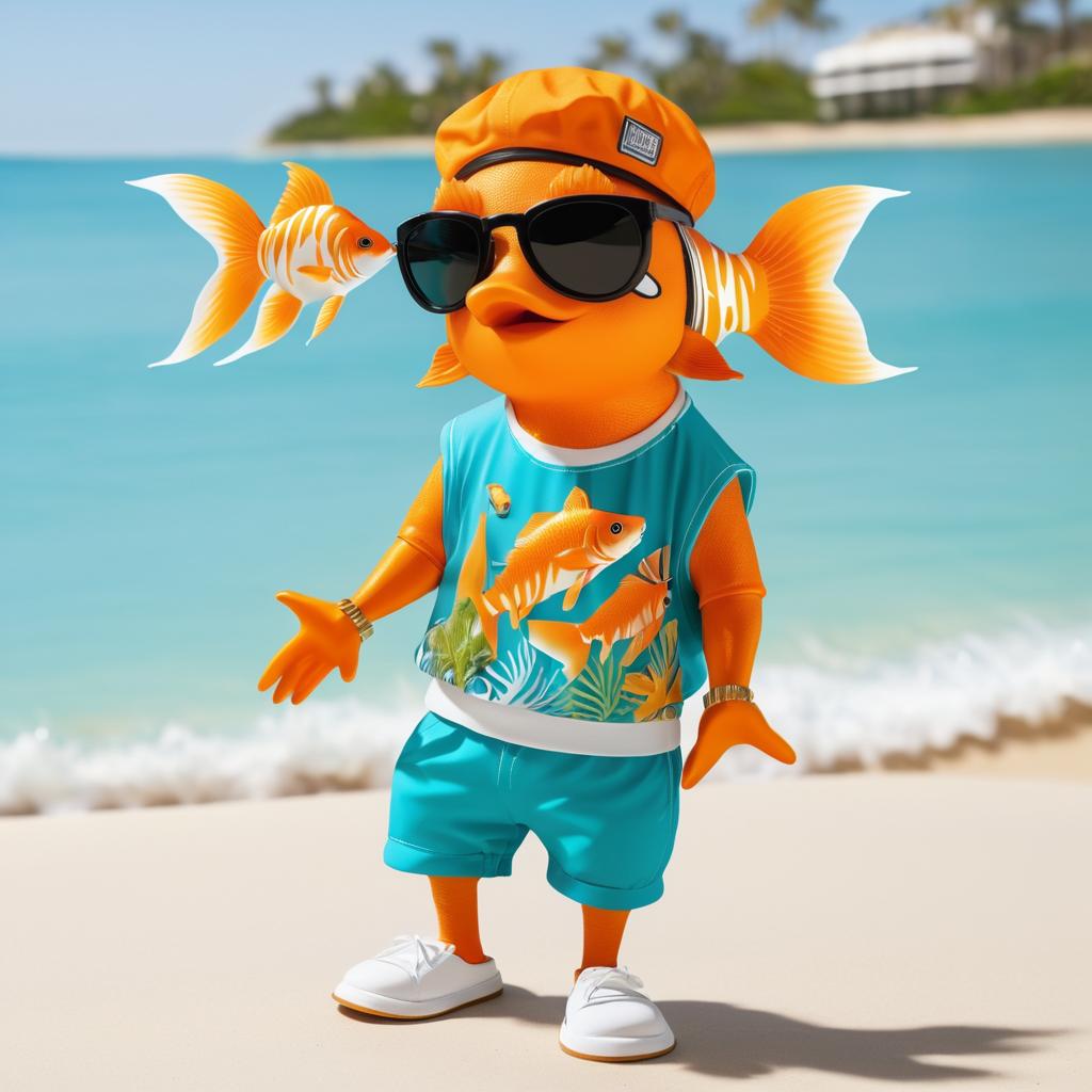 Goldfish Rapper in Beach Gear