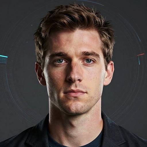 Photorealistic Ben Shapiro with Sci-Fi Data Overlay