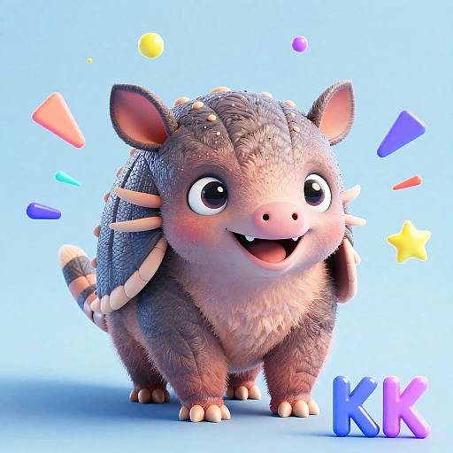 Realistic 3D Cute Baby Armadillo