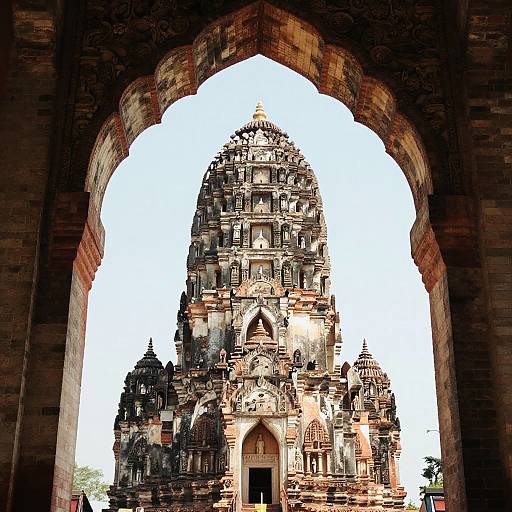 Ancient Temple Through Ornate Archway