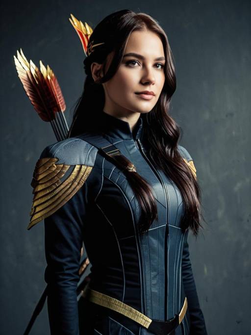 Photorealistic Portrait of Woman in Mockingjay Costume