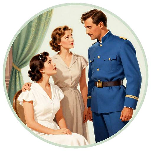 Vintage Movie Poster with Three Characters