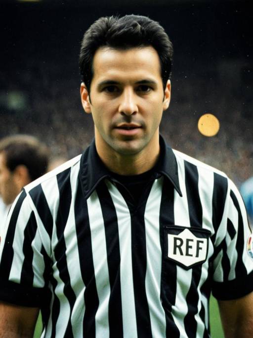 Soccer Referee in Black and White Stripes