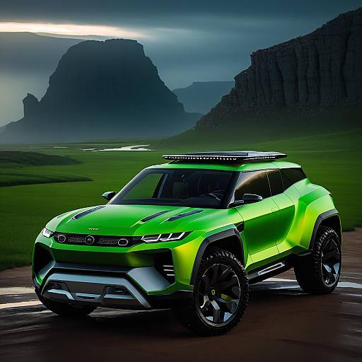 Lime Green Futuristic Luxury Offroad Pickup
