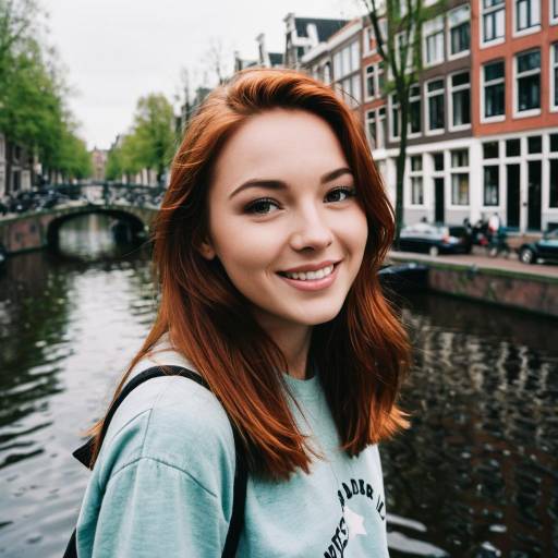 Smiling Teenage Girl by Amsterdam Canal