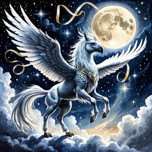 Fantasy Hippogriff with Celestial Moonbeam Glow