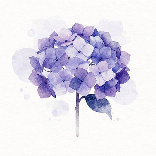 Digital Watercolor Dusky Rose Hydrangea