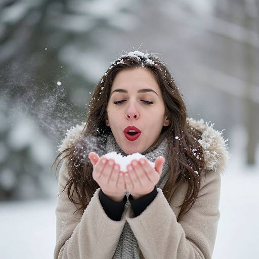Woman Blowing Snowflakes