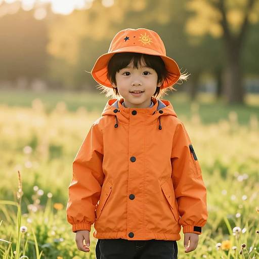 Joyful Boy in Sunny Meadow